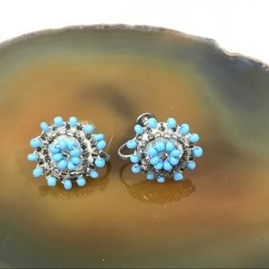 Vintage Hand-beaded Screw Back Earrings Clip
